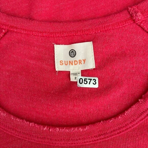 Sundry Young USA American Long Sleeve Red Pullover Sweatshirt Top Women Size 2 - Picture 5 of 10